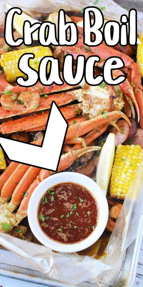 How to make seafood boil sauce recipe that is easy, seen on TikTok. Crab boil butter sauce to cook crab legs, corn and potatoes and dip in. Low Country Boil Sauce, Crab Legs Dipping Sauce, Side Dishes For Low Country Boil, Butter For Crab Legs Melted, Butter Sauce For Crab Legs Recipe, Crab Leg Sauce, Sauce For Seafood Boil, Crab Legs How To Cook, Crab Boil Sauce