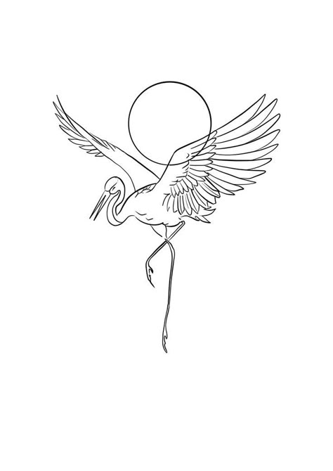 Crane Line Art, Crane Drawing, Heron Tattoo, Thumb Tattoos, Crane Tattoo, Vogel Tattoo, Tan Tattoo, Tattoos For Black Skin, Tattoo Project