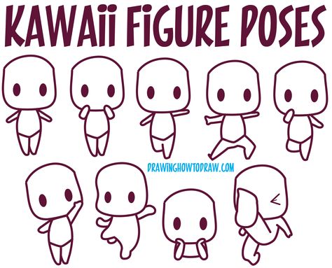 A Reference to Kawaii Bodies / Kawaii Body Poses People Expressions, Kawaii People, Doodles Kawaii, Draw Kawaii, Drawing Kawaii, Poses Manga, Drawing Instructions, Kawaii Characters, How To Draw Steps