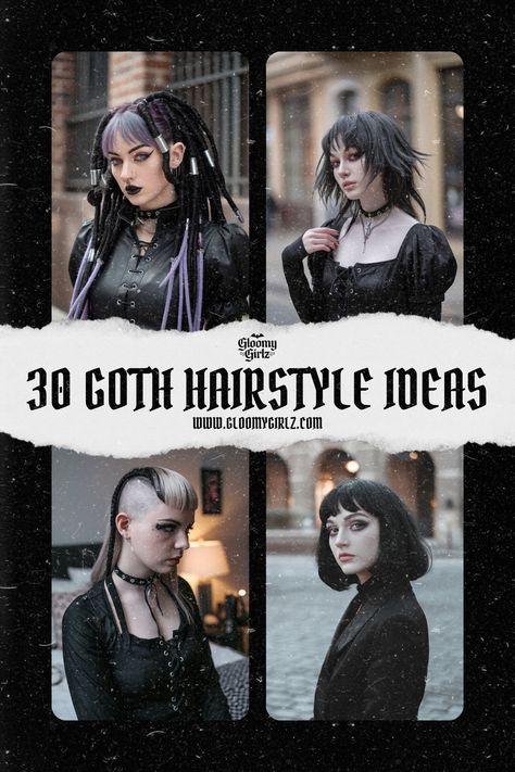 Article about 30 goth hairstyle ideas, featuring a range of dark, edgy, and alternative styles for every length. Goth Bob Haircut, Goth Hairstyles Medium, 80s Goth Hair, Goth Long Hair, Goth Haircut Long, Goth Hairstyles Long, Goth Haircut Medium, Long Alternative Haircut, Alternative Hairstyles Long