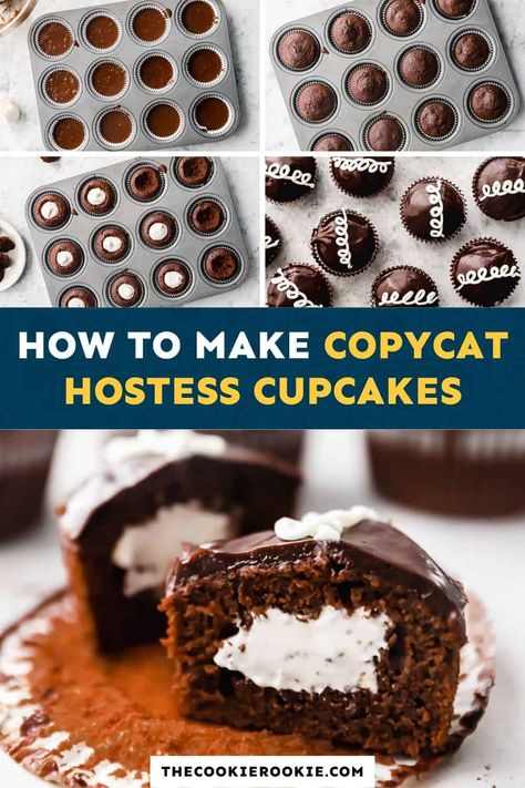 Hostess Cupcake Recipe Copycat, Hostess Filling Recipe, Copycat Hostess Cupcakes, Hostess Copycat Recipes, Tastykake Copycat Recipes, Little Debbie Copycat Recipes, Hostess Cupcake Cake Recipe, Hostess Cupcake Recipe, Hostess Recipes