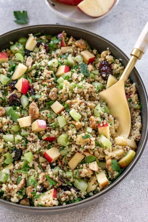 This delicious, healthy, and fruity Apple Quinoa Salad recipe makes a great lunch or side salad alongside your favorite main dish. Quinoa Apple Salad, Costco Quinoa Salad, Apple Quinoa Salad, Side Foods, Apple Quinoa, Lunchtime Meals, Quinoa Salad Recipe, Apple Salad Recipes, Dijon Vinaigrette