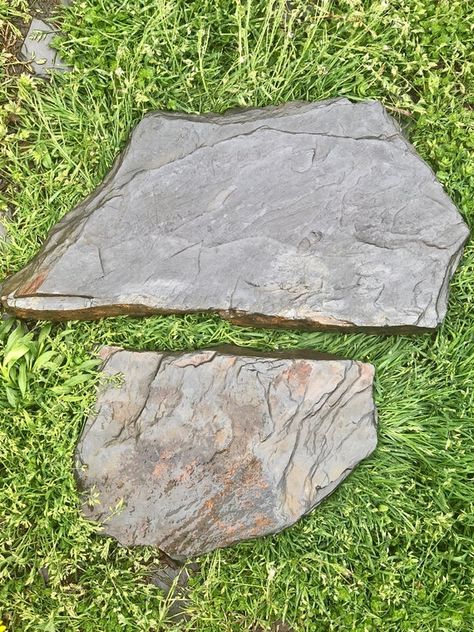 Slate Steppingstones: Large Irregular Shaped. Two per Order. | Etsy Giant Boulder, Slate Rock, Step Stones, Decorative Pebbles, Waterfalls Backyard, Slate Stone, Clean Slate, Aquarium Decor, Garden Pathway