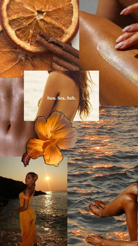 Sunset summer beach wallpaper Beach Wallpaper Collage, Vision Collage, Summer Beach Wallpaper, Beach Mood, Beachy Aesthetic, Autumn Sunset, Florida Girl, Wallpaper Collage, Sunset Orange