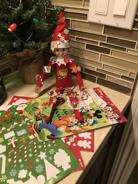 Elf got into the kids stickers! Elf On The Shelf Sticker Ideas, Elf Idea, Elf On Shelf Ideas, Elf Activities, Elf On A Shelf Ideas, Elf Fun, Elf On Shelf, Elf Ideas, Elf On A Shelf