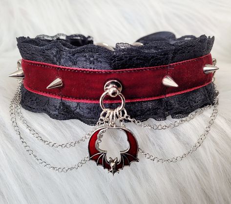 Emo Choker, Goth Collar, Bat Collar, Bat Choker, Choker Diy, Vamp Goth, Kitten Play Collar, Black Vampire, Diy Choker