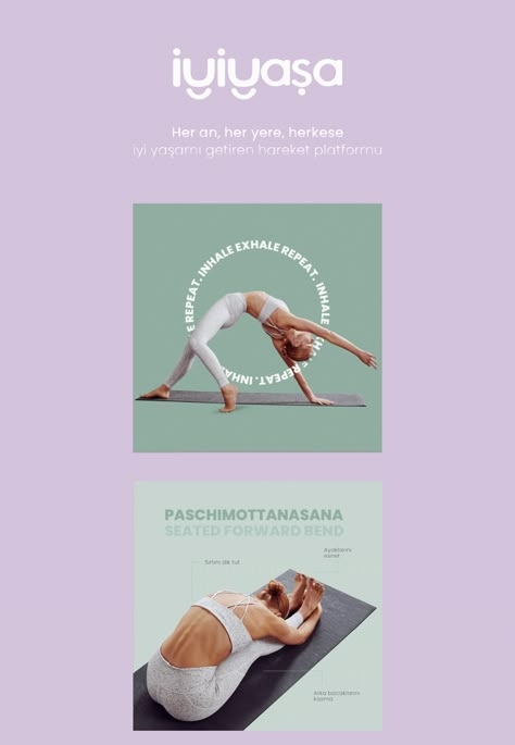 İyi Yaşa on Behance Yoga Poster Design, Pilates Logo, Yoga Flyer, Yoga Magazine, Flyer Background, Yoga Ideas, Instagram Branding Design, Yoga Club, Yoga Studio Design