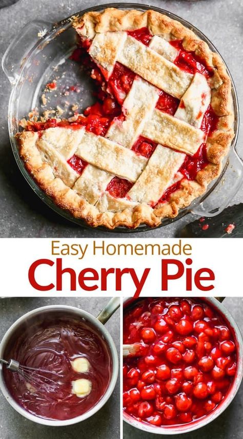 Best Cherry Pie Recipe, Cherry Pie Recipe Easy, Best Cherry Pie, Bundt Cake Chocolate, Homemade Cherry Pie Filling, Cherry Pie Filling Recipes, Homemade Cherry Pie, Homemade Cherry Pies, Cherry Pies