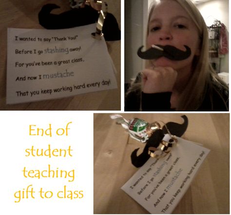 Gift to my mustache-obsessed fifth graders at the end of my student teaching. Blow pops with mustaches and a note with mustache puns Mustache Day At School, Pencil Moustache, Mustache Puns, Mustache Necklace, Mustache Theme, Blow Pops, College Acceptance, Student Teaching, Puns