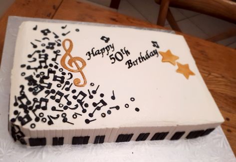 Music themed  cake Music Themed Birthday Cakes For Men, Music Themed Sheet Cakes, Choir Cake Ideas, Jazz Cake Ideas, Music Theme Cake Ideas, Music Themed Cakes For Men, Cake For Music Lover, Music Cake Ideas For Men, Music Note Birthday Cake