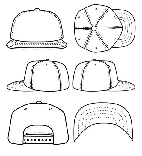 Hat template Graphic Design Portfolio Inspiration, Hat Template, Topi Snapback, Fashion Design Template, Hat Vector, Drawing Templates, Panel Hat, Free Photoshop, Dad Caps