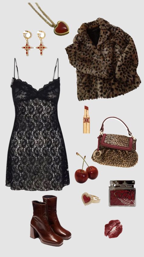 Leopard print and red outfit Leopard Outfit Ideas, Mood Boards Aesthetic, Style Inspo Summer, Leopard Outfit, Venus Fashion, 70s Outfits, 2000s Outfits, Romantic Outfit, Aesthetic Inspiration