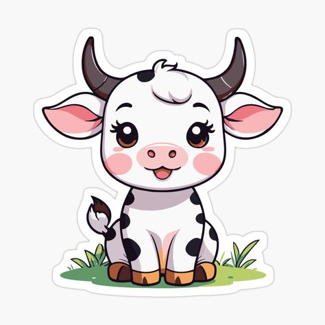 Get my art printed on awesome products. Support me at Redbubble #RBandME: https://www.redbubble.com/i/sticker/Cute-Kawaii-Cow-by-Atlantico54/160111544.EJUG5?asc=u Kawaii Cow, Cute Animal Stickers, Plastic Stickers, Decorate Notebook, Animal Stickers, Coloring Stickers, Sticker Collection, Cute Kawaii, Eye Catching Colors