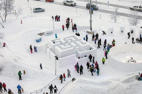 Children's park in Kiruna, Sweden Snow Sculptures, Winter City, Children Park, Natural Playground, Playground Design, Ice Rink, Winter Festival, Snow And Ice, Swedish Design