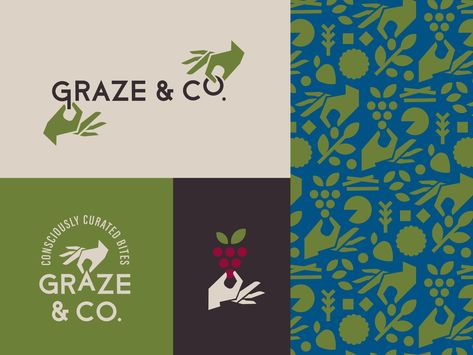 Graze & Co branding for a charcuterie business by Laura Guardalabene Peters on Dribbble Charcuterie Business, Co Branding, Graphic Design Style, Beautiful Branding, Unique Logo Design, Visual Branding, Restaurant Branding, Green Logo, Unique Logo