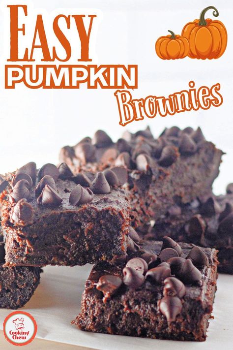 These pumpkin brownies are easy and perfect for fall! A delicious mix of cheesecake and chocolate flavors. Pumpkin Swirl Brownies, Pumpkin Brownies, Cheesecake Brownie, Swirl Brownies, Cheesecake Brownies, Semi Sweet Chocolate Chips, Fall Treats, Brownie Bar, Pumpkin Cookies Fall Baking Recipes Pumpkin, Baking Recipes Pumpkin, Fall Festival Food, Pumpkin Chocolate Chip Bars, Pumpkin Swirl Brownies, Easy Brownies, Brownies Cheesecake, Cheesecake Pumpkin, Vegetarian Brownies