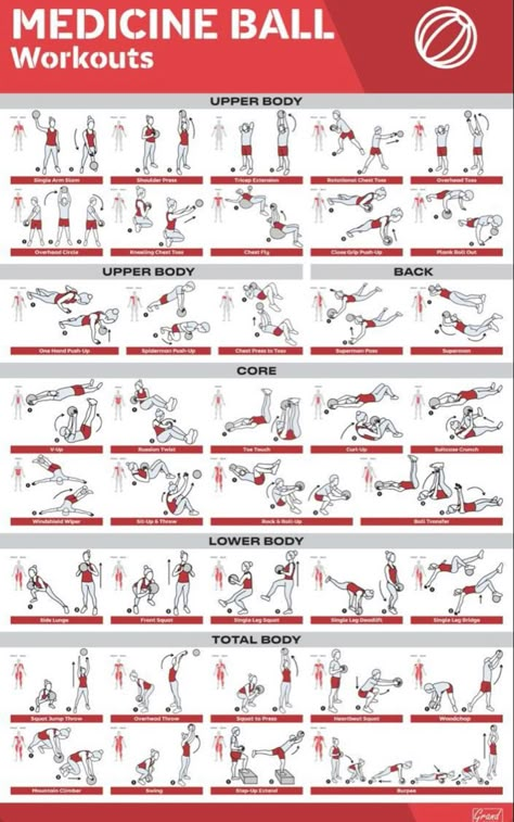 Medicine Ball Exercises, Fitness Posters, Strength Training At Home, Football Training Drills, Gym Posters, Body Squats, Ball Workouts, Medicine Ball Workout, Printable Workout