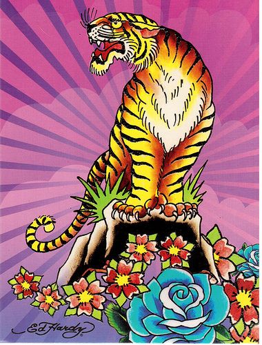 Postcrossing US-2302931 - Colorful card with drawing of tiger by artist Ed Hardy. Sent to Postcrosser in Poland. Ed Hardy Artwork, Ed Hardy Poster, Ed Hardy Wallpapers, Ed Hardy Art, Drawing Of Tiger, Ed Hardy Aesthetic, Ed Hardy Tiger, Ed Hardy Designs, Ed Hardy Tattoos