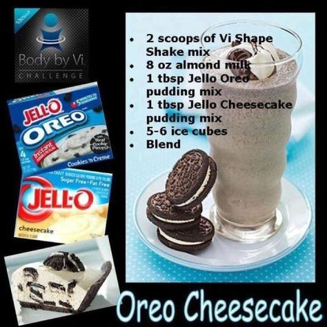 Oreo Cheesecake Shake~ Pancakes Protein, Cheesecake Oreo, Herbalife Shake Recipes, Body By Vi, Herbalife Shake, Herbalife Recipes, Healthy Shakes, Protein Shake Recipes, Oreo Cheesecake