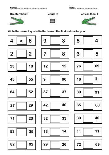 Greater Than Less Than Crocodiles C5B Math Fact Worksheets, Kindergarten Math Worksheets Free, Greater Than Less Than, Math Addition Worksheets, First Grade Math Worksheets, Learning Stories, Mathematics Worksheets, Kids Worksheets Preschool, Preschool Math Worksheets