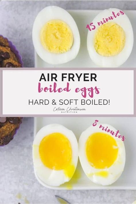 Make soft or hard boiled eggs in minutes with shells that fall right off! These air fryer boiled eggs are a weekly staple! Air fryer eggs are great for salads, sandwiches or snacks. Make hard boiled eggs in air fryer or air fryer eggs in ninja foodi ovens! Learn how to peel eggs easy and fast with these tricks including vinegar, baking soda, using old eggs, and peeling under water! #airfryer #boiledeggs #airfryerrecipes Instapot Duo Crisp, Duo Crisp Air Fryer Recipes, Air Fryer Boiled Eggs, Instant Pot Duo Crisp Recipes, Instapot Duo, Duo Crisp Recipes, High Protein Snacks On The Go, Eggs In Air Fryer, Eggs In The Air Fryer