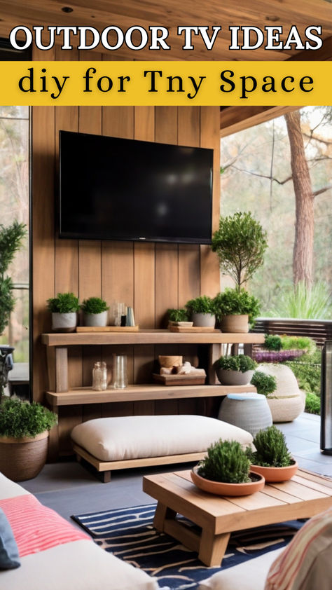 Outdoor Tv ideas diy for Any Space Outdoor Tv Area Covered Patios, Deck Tv Ideas, Outdoor Bar With Tv, Tv Cover Ideas, Outdoor Tv Cover Ideas, Outdoor Tv Ideas Patio Design, Bar With Tv, Outdoor Tv Wall, Outdoor Tv Ideas