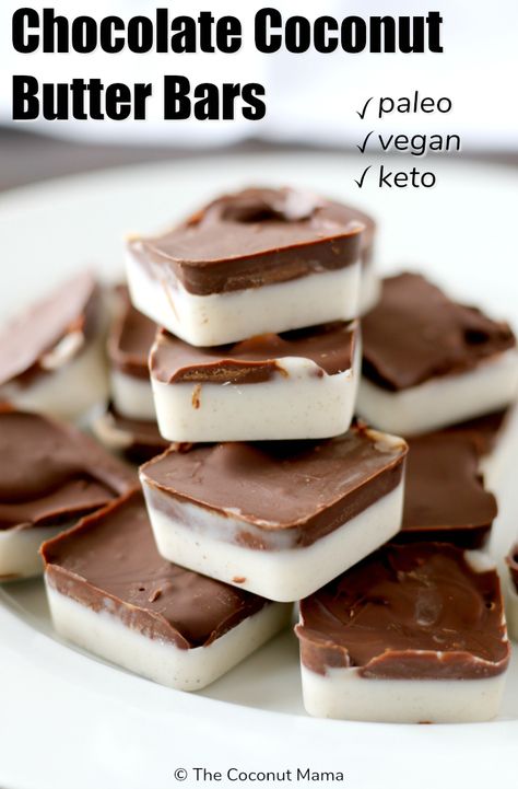 Coconut Butter Recipes, Coconut Chocolate Bars, Keto Diet Breakfast, Butter Bars, Fat Bomb Recipe, Diet Breakfast Recipes, Low Carb Breakfast Recipes, Fat Foods, Ketogenic Diet Recipes