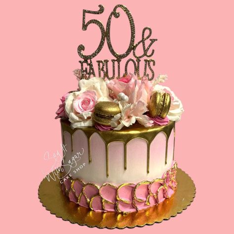 50 and Fabulous birthday cake #50andfabulous #50 #pink #gold #drip #sayitwithsugar #sayitwithsugarcakeshop #birthdaycake #cake #dallascakes #dfwcakes #dallas #texas #discoverwylie #downtownwylie #wylie #bakery #wyliebakery #cakesofinstagram #edible #shoplocal #historicdowntownwylie #shopwylie 50 And Fabulous Cake, Five And Fabulous, 50th Birthday Cakes, Dance Party Birthday, Fabulous 50, Gold Drip, Birthday Cakes For Women, 50th Birthday Cake, Cakes For Women