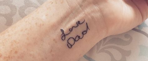 Love Grandpa Tattoo, Tattoos To Remember Loved Ones Mom, Tattoos To Honor Parents, Tattoo To Honor Dad, Fine Line Memorial Tattoo Ideas, Memorial Tattoo Placement, Remembering Dad Tattoos, Signature Tattoo Placement, Bobby Tattoo