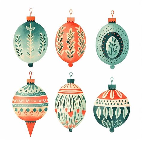 Set of christmas ball ornaments collection Watercolor illustration isolated on white background Christmas Ornament Illustration, Baubles Illustration, Christmas Ornaments Illustration, Ornament Illustration, Artsy Illustration, Habit Tracker Bullet Journal, Ball Drawing, Ornament Drawing, Christmas Ball Ornaments