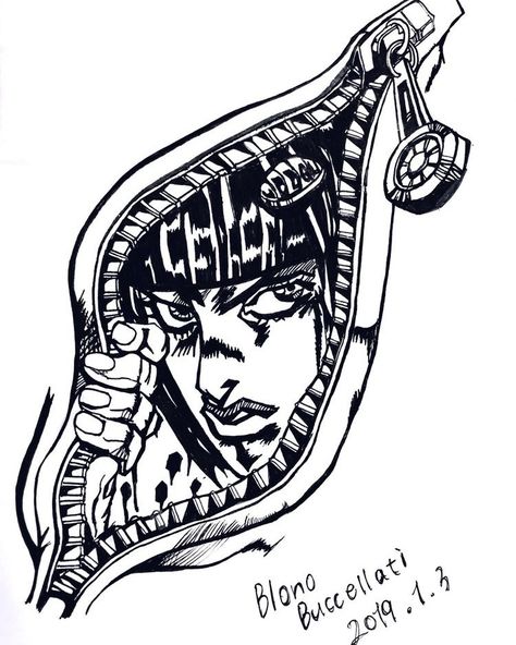 Zipper Tattoo, Bruno Buccellati, Adventure Tattoo, Simple Anime, Manga Tattoo, Theme Tattoo, 4 Tattoo, Bleach Art, Jojo Anime