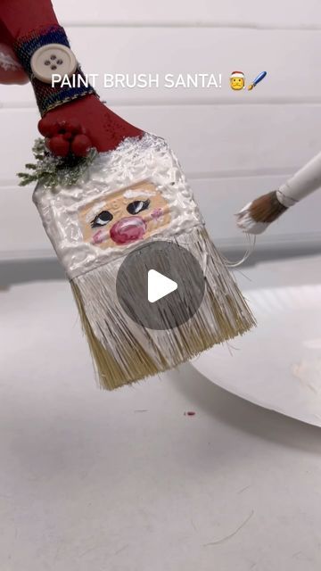 Emily Seilhamer on Instagram: "Paint brush Santa! 🖌️🎅 #artsandcrafts #christmascraft #diy #easycrafts #tutorial #santaclaus #santaclause" Paintbrush Ornaments Christmas Crafts, Paintbrush Santa Craft, Santa Paint Brush Ornament, Chip Brush Ornaments, Paint Brush Santa Craft, Paintbrush Santa Ornament, Santa Paint Brushes, Santa Diy Ornaments, Paint Brush Christmas Ornaments