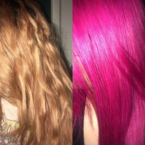 7oz of arctic fox virgin pink and 2oz of deep conditioner and it was left on for 2 hrs Arctic Fox Hair Dye Virgin Pink, Artic Fox Virgin Pink Hair, Arctic Fox Virgin Pink, Fuschia Hair, Fox Hair Dye, Arctic Fox Hair Dye, Bright Pink Hair, Pink Hair Dye, Hot Pink Hair