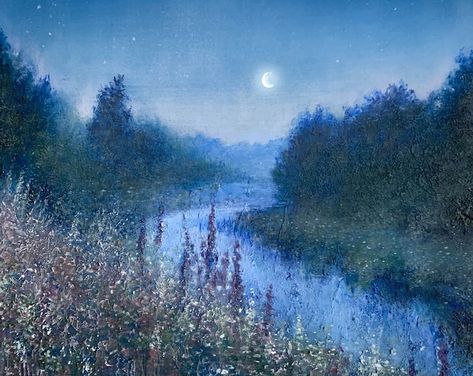 JenniferTaylorArtist - Etsy UK Peaceful Paintings, Jennifer Taylor, Moon Glow, Beautiful Place, Blue Art, Surface Textures, Paintings & Prints, White Canvas, Acrylic Art