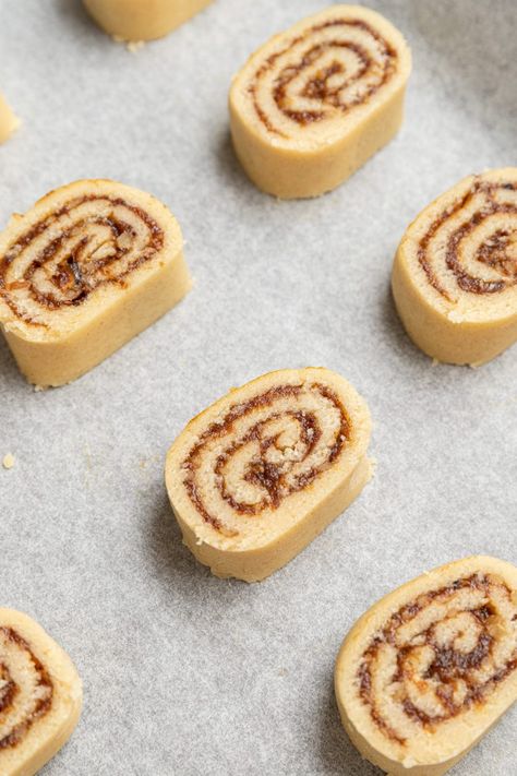 Date and Walnut Pinwheel Cookies Date Pinwheel Cookies Recipes, Date Walnut Cookies, Date Pinwheel Cookies, Pinwheel Cookies Recipe, Date And Walnut, Date Cookies, Pinwheel Cookies, Walnut Cookies, Egg Wash