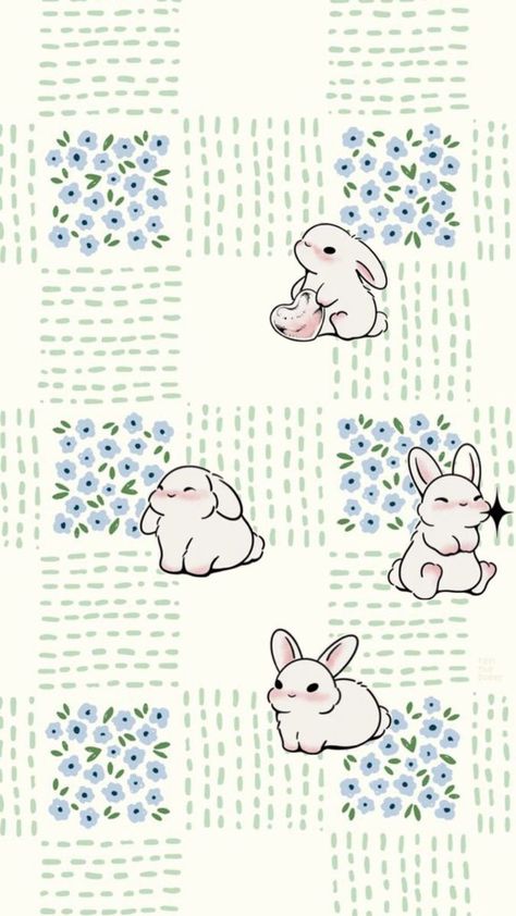 Flowers Wallpaper Iphone, Cute Home Screen Wallpaper, Patterns Wallpaper, Cute Patterns, Wallpaper Iphone Wallpaper, Bunny Wallpaper, Wallpaper Flowers, Black Print Dress, Wallpaper Cute