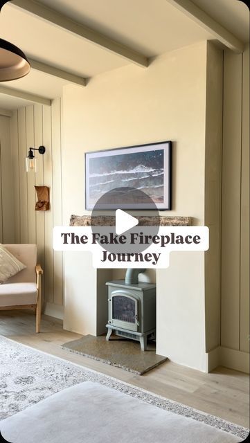 Jade Doutch 🏴󠁧󠁢󠁷󠁬󠁳󠁿 on Instagram: "It’s not very deep so takes up barely no room and transforms the space. I have no regrets on adding the fake fireplace and knew instantly it needed one.   Good morning and happy Friday! It’s change over day here so after walking the dogs I’ll be heading over to Trearddur Bay.  What you all got planned this weekend?  . . . . . . . #fireplace #fakefireplace #fauxfireplace #fauxmantle #fauxmantel #driftwoodmantel #driftwood #coastaldecor #coastalhome #coastalstyle #modernrustic #howihome #organicmodern #beigeaesthetic #beigepalette #beigeinterior #neutraldecor #neutralhomedecor #diygirl #limestonehearth #limepainthack #limepaint" Living Room Fake Fireplace, No Fireplace Living Room, Living Room No Fireplace, Driftwood Fireplace, Faux Mantle, Good Morning And Happy Friday, Walking The Dogs, Fake Fire, Fake Fireplace