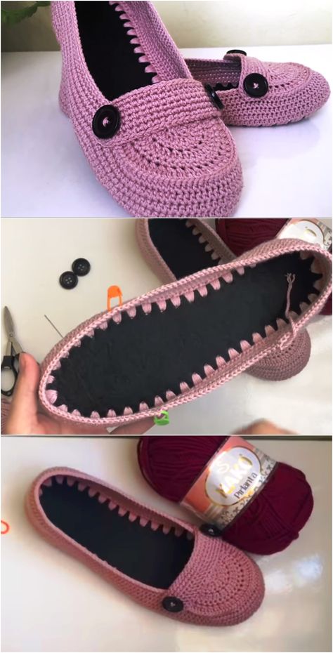 Crochet Moccasin Shoes For Adults - We Love Crochet How To Make Moccasins, Beginner Stitches, Sandal Kulit, Crochet Slipper Boots, Crochet Flip Flops, Crocheted Slippers, Crochet Shoes Pattern, Moccasin Shoes, Crochet Slipper Pattern