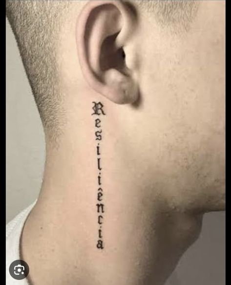 Word Neck Tattoos, Resilience Tattoo, Chest Tattoo Drawings, Band Tattoos For Men, Wing Tattoo Men, Celtic Tattoo Designs, Tattoo Quotes For Men, Small Neck Tattoos, Meaningful Wrist Tattoos