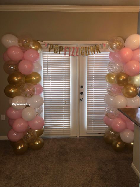 Pink, white, and gold balloons Pink And Gold Balloons, White And Gold Balloons, 13 Birthday, 80th Birthday Party, Butterfly Party, Balloon Columns, White Balloons, Gold Balloons, Pink Decor