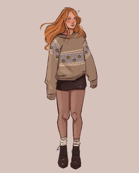 Ginny Weasley Outfits Aesthetic, Ginny Weasley Hairstyles, Ginny Weasley Aesthetic Outfit, Harry X Ginny Fanart, Ginny Weasley Fanart, Hinny Fan Art, Ginny Weasley Outfits, Weasley Fanart, Ginny Weasley Fan Art