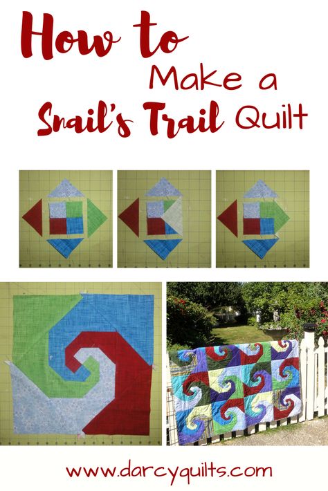 Snails Trail Quilt, Snail Quilt, Snail Trail Quilt, Snail Trail, Japanese Patchwork, Block Quilt, Cute Sewing Projects, Quilt Care, Log Cabin Quilt