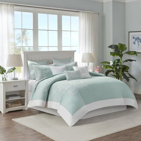 Aqua Comforter, Beach Bedding Sets, Bedding Duvet Sets, Beach Bedrooms, Modern Comforter, California King Duvet Cover, Full Comforter Sets, Beach Themed Bedroom, Cotton Comforter Set