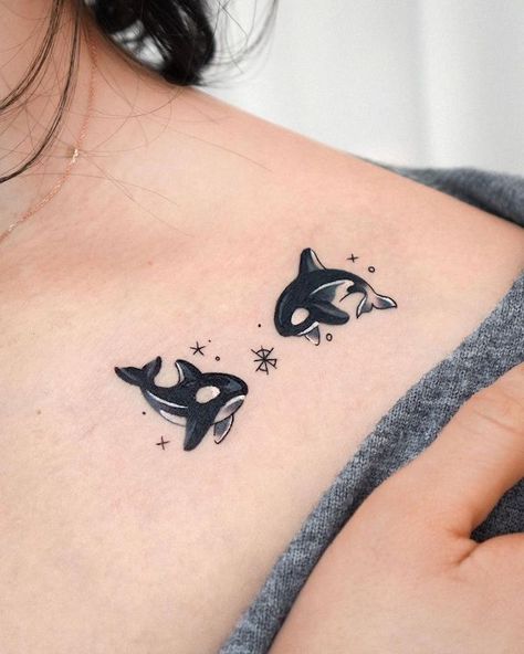 Collarbone Tattoos For Women, Whale Tail Tattoo, Killer Whale Tattoo, Collarbone Tattoos, Orca Tattoo, Our Mindful Life, Whale Tattoos, Anklet Tattoos, Forarm Tattoos