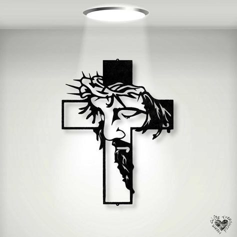 Jesus Decor, Jesus Christ Cross, Christ Cross, Jesus Tattoo, Angel Artwork, Love Like Jesus, Christmas Wall Hangings, The Cross Of Christ, Laser Cut Metal