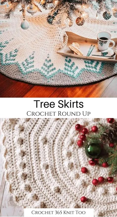 Crochet Christmas Tree Skirt, Christmas Tree Skirt Crochet Pattern, Crochet Balloon, Crochet Tree Skirt, Holiday Knitting, Diy Natal, Christmas Tree Skirts Patterns, Crochet Christmas Tree, Tree Skirt Pattern