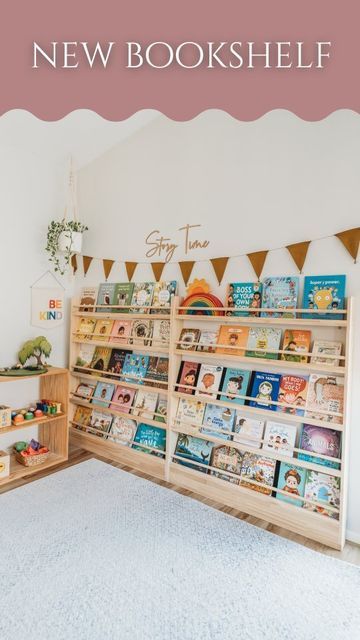 235K views · 7.3K likes | learning through play, playroom inspo, play ideas on Instagram: "OK first of all, this took much longer than the video depicts, so my audio book was not going to wait 😜🎧 Second of all, HOW AMAZING are these bookshelves from @joykids.original 😍📚 In my old house, I had plastic rain gutters attached to a wall to display books in a similar fashion. Well these are much nicer 😜 I love them so much, I had to add a second one 😍 The reasons I LOVE front facing books so much 👇 - Looks beautiful 😉 - So much more inviting for kids to read - Provides prereaders (and readers) an insight to the contents of a book - Generates more attention and interest - Encourages browsing - Helps create a reading-friendly environment - Fosters independence, giving children freedom to e Display Books, I Love Them So Much, Rain Gutters, Audio Book, Play Ideas, Learning Through Play, Old House, Bookshelves, Audio Books