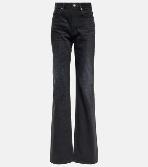 70 S High Rise Flared Jeans in Black - Saint Laurent | Mytheresa Black Women 70s, Ysl Jeans, Flared Jeans 70s, 70s Jeans, Luxury Jeans, Saint Laurent Jeans, Latest Jeans, Jean Flare, Denim Design