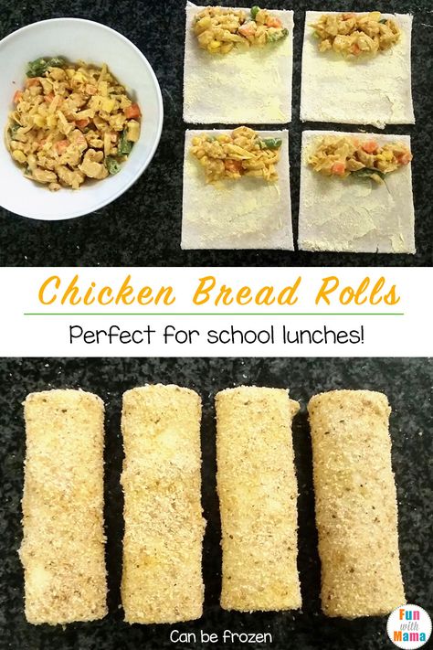 Chicken Bread Rolls School Lunch Idea - Fun with Mama #schoollunch #lunch #homemade Chicken Bread Rolls Recipe, Chicken Bread Roll, Lunchbox Ideas Kids, Boxed Lunches, Fun Kid Lunch, Lunch Kids, Ramadan Ideas, Lunch Homemade, Lunch Recipes Indian