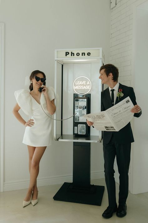 The cutest phone booth you will ever see!!! @theoccasionsociety would be the perfect addition to your wedding day ✨ Wedding Telephone, Vintage Phone At Wedding, Audio Guest Book Phone Booth, Wedding Photography Booth, Phone Booth Design, Video Booth Wedding, Wedding Telephone Booth, Diy Telephone Booth, Telephone Booth Wedding